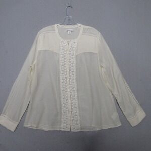 Coldwater Creek Top XL Lace Prairie Cottage Core Dainty Romantic‎ Cotton Silk